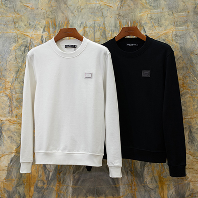 dolce & gabbana leather plaque crew neck sweatshirt set